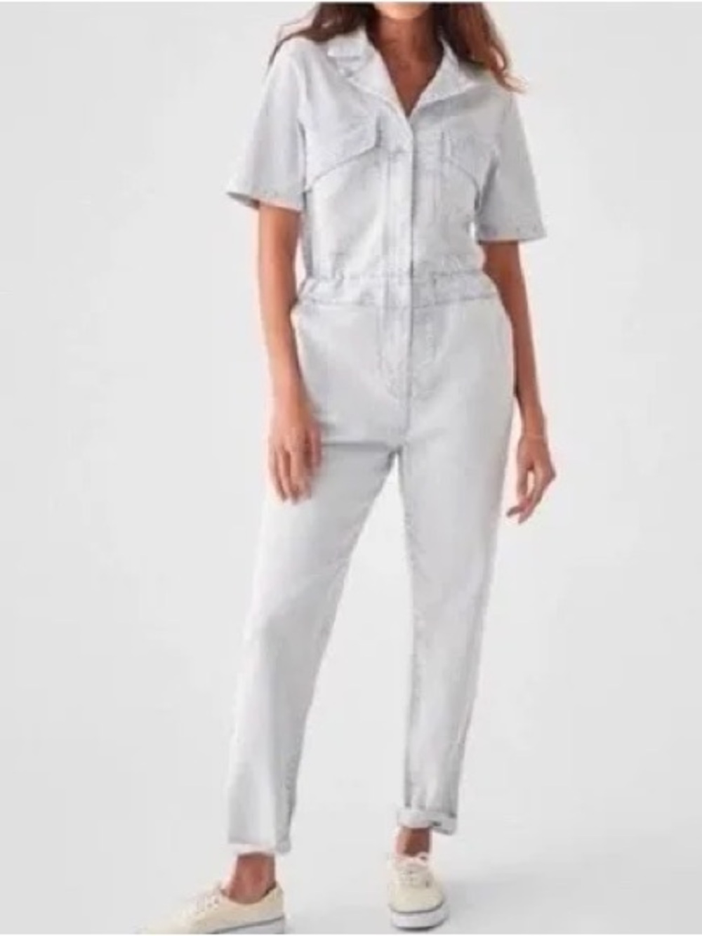 Faherty Blythe Denim Jumpsuit Light Wash Denim Jumpsuit Romper with Front XL